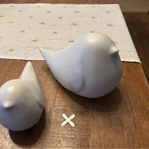 Elegant White Ceramic Bird Figurines